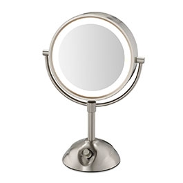 Conair - Conair® Lighted Vanity Mirror - Front View - Satin Nickel