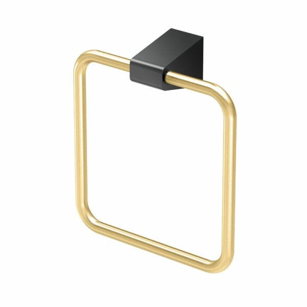 Gatco - A-Line Towel Ring - Matte Black and Brushed Brass