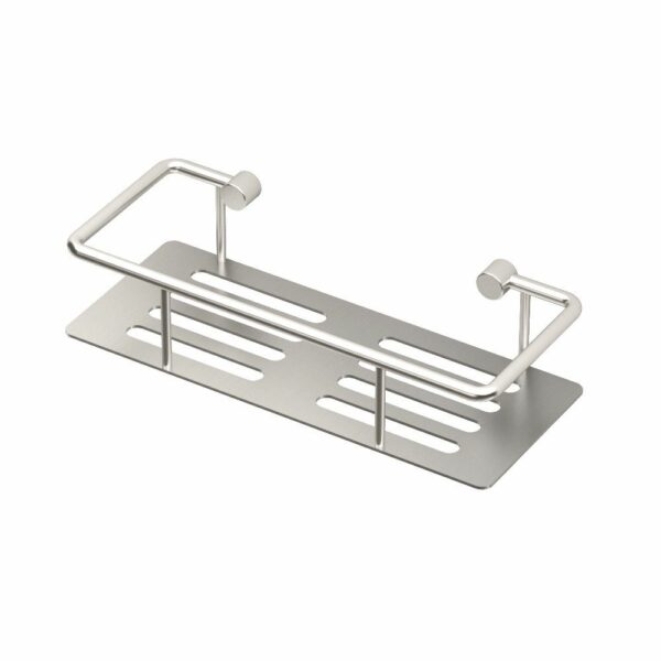 Gatco - Elegant Corner Shelves With Rails - Rectangle - Satin Nickel