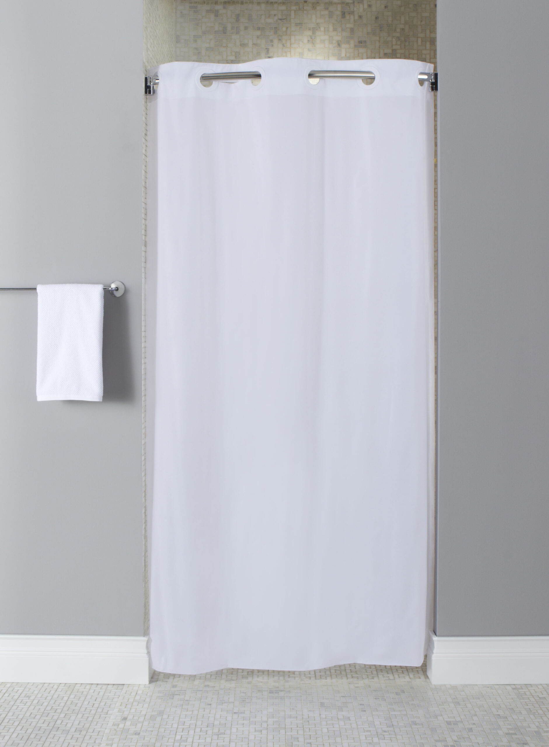 Hookless 10gauge Vinyl Stall Shower Curtain White 42″ x 74″ No