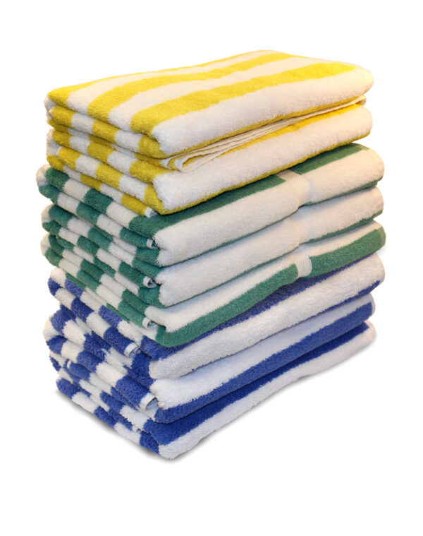 Welspun - Weft Stripe Pool Towels - Yellow, Green, Blue